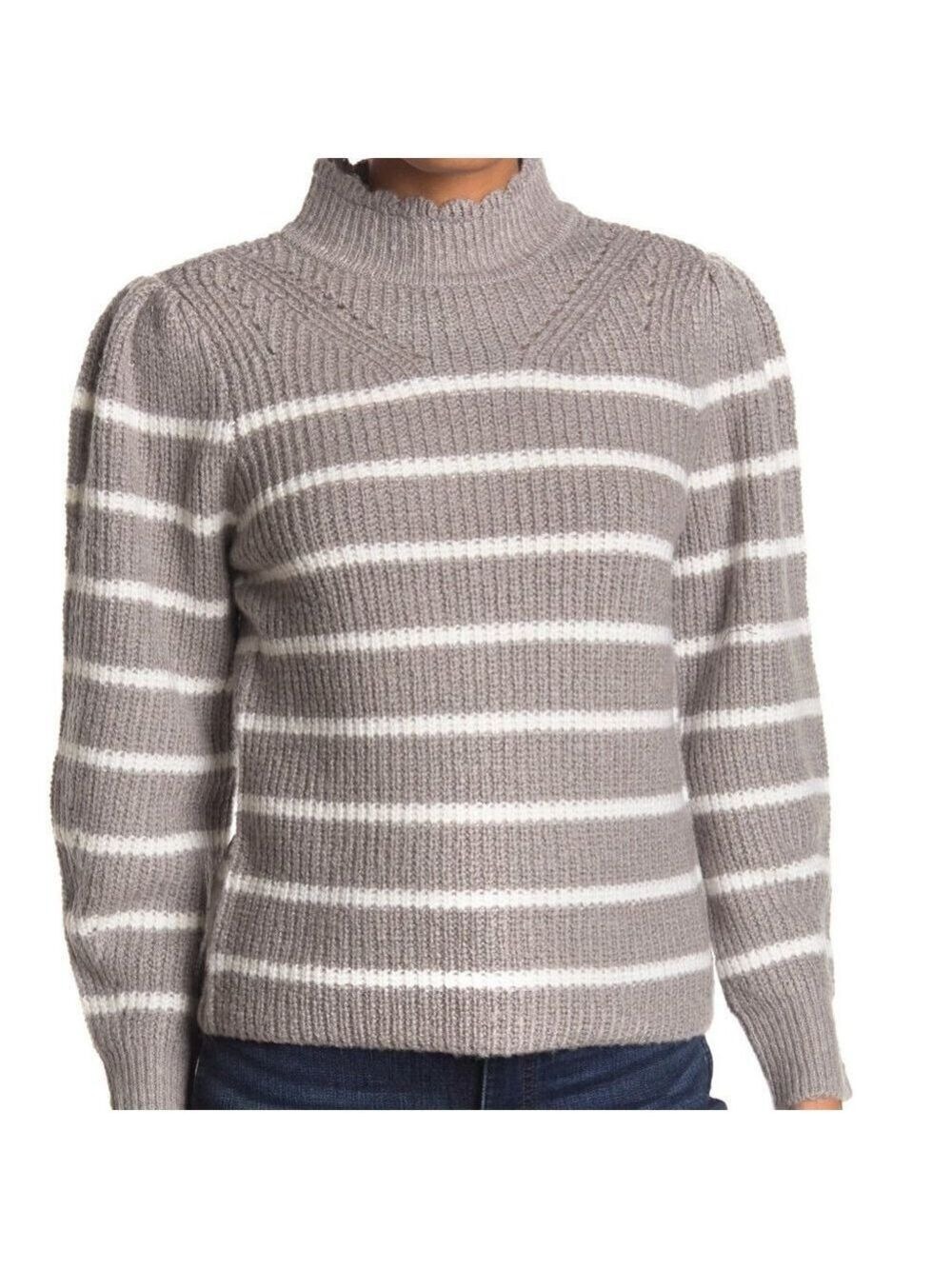 Femme by Design BNWOT scalloped mock neck striped sweater Small